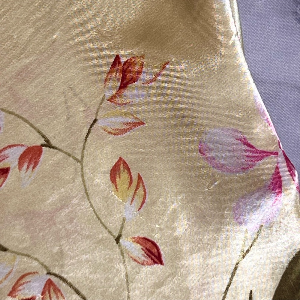 Y2K XL Oscar De La Renta Pink Label Floral Satin Feel Scoop Camisole Side Slits - Picture 10 of 14